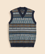 ブリティッシュウール　フェアアイル　Vネックベスト　Made in England