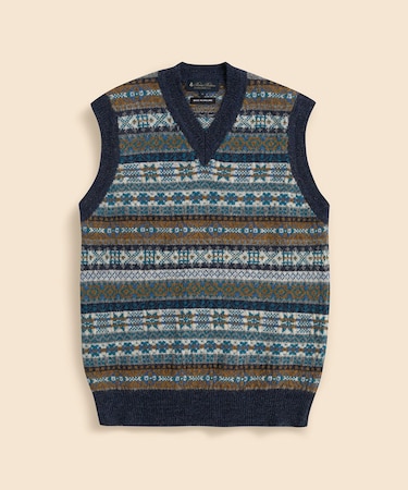 ブリティッシュウール　フェアアイル　Vネックベスト　Made in England