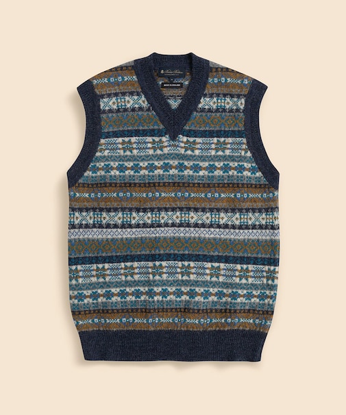 ブリティッシュウール　フェアアイル　Vネックベスト　Made in England