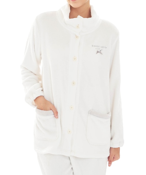 スノーパウダームジスタンドカラーパジャマ 上下セット ルームウェア 部屋着 あたたか 厚手 ふわふわ ふわもこ 着心地がいい 手触り やわらか リラックス 大人可愛い かわいい 無地