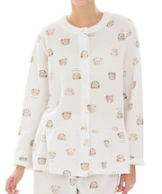 接結（綿入り）くまペプラムパジャマ 上下セット ルームウェア 部屋着 あたたか 綿混 お肌に優しい 着心地がいい やわらか リラックス 大人可愛い かわいい 動物柄 クマ ベア