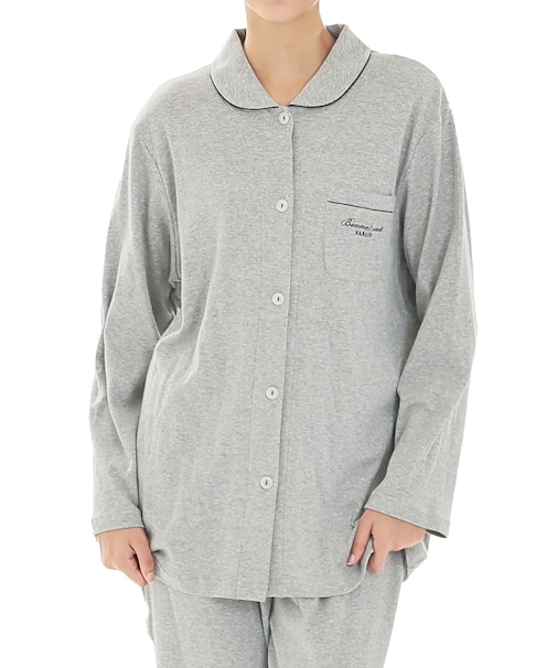 スムースムジシャツパジャマ 上下セット ルームウェア 部屋着 綿100％ お肌に優しい 着心地がいい やわらか リラックス 大人可愛い ベーシック 無地 上品