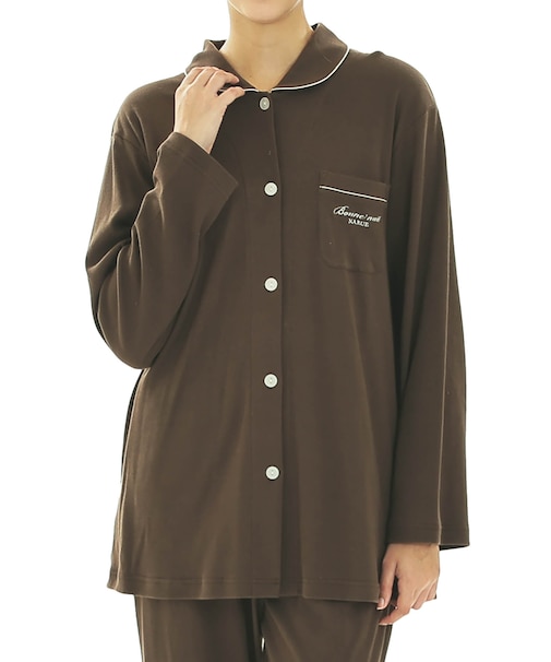 スムースムジシャツパジャマ 上下セット ルームウェア 部屋着 綿100％ お肌に優しい 着心地がいい やわらか リラックス 大人可愛い ベーシック 無地 上品