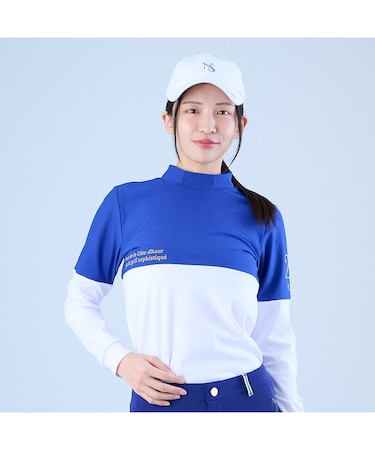 【レディース】切り替えモックネック