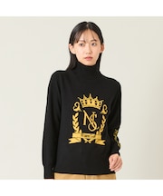 【レディース】オリジナルロゴカシミヤインターシャニットセーター
