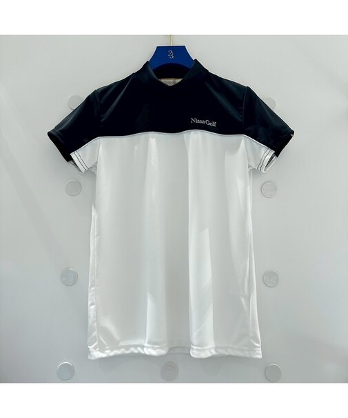 【レディス】切り替え半袖モックネック