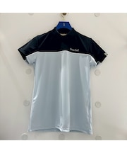 【レディス】切り替え半袖モックネック