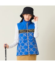 【レディース】モノグラム柄中綿ベスト