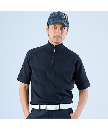 【メンズ】ホールガーメントハーフＺＩＰモックネック