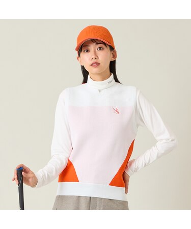 【レディース】配色ニットベスト