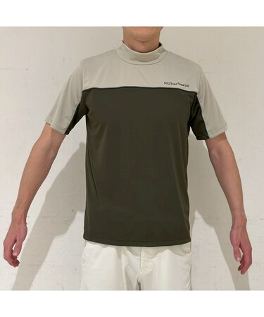 【メンズ】切り替え半袖モックネック