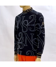 【メンズ】フロッキープリント長袖モックネック