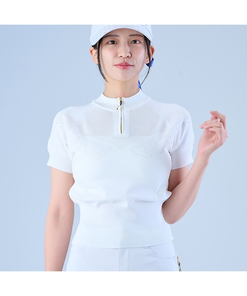 【林菜乃子プロ着用】【レディース】ホールガーメントハーフＺＩＰモックネック