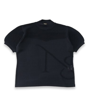 【レディース】メッシュニットモックネック
