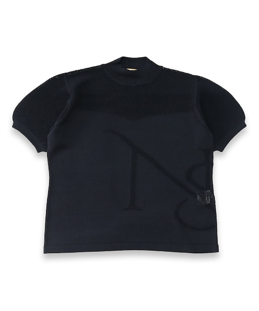 【レディース】メッシュニットモックネック