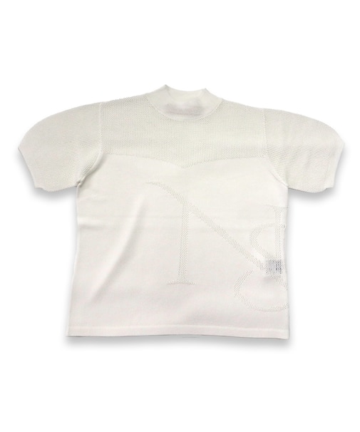 【レディース】メッシュニットモックネック