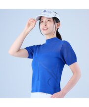 【レディース】メッシュニットモックネック