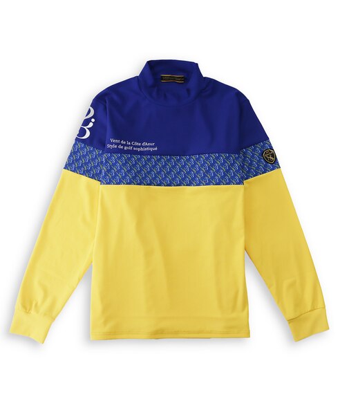 【メンズ】プリント切り替えモックネック