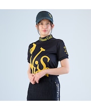 【林菜乃子プロ着用】【レディース】パネルジャカード半袖モックネック