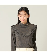 【レディース】ラメ入り長袖モックネックインナー