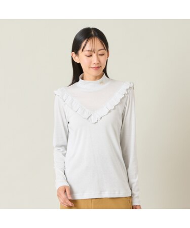 【レディース】ラメ入り長袖モックネックインナー