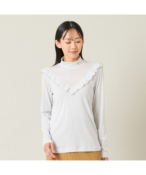 【レディース】ラメ入り長袖モックネックインナー