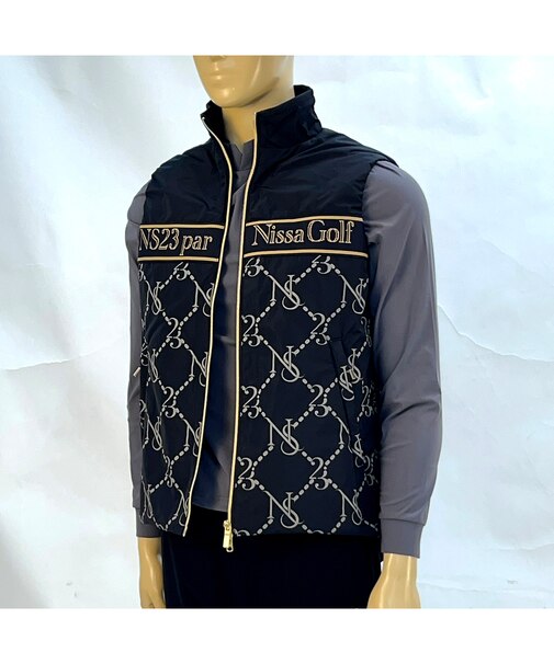 【メンズ】モノグラムプリント中綿ベスト