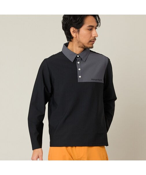 【Men's】カラーブロック長袖ポロ