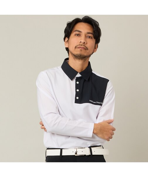【Men's】カラーブロック長袖ポロ