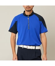 【Men's】【吸湿速乾／UVカット】アシンメトリーモックネック