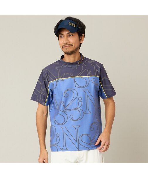 【Men's】【接触冷感／吸湿速乾】ロゴプリントモックネック