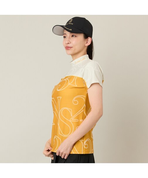 【Women's】【接触冷感／吸湿速乾】ロゴプリントモックネック