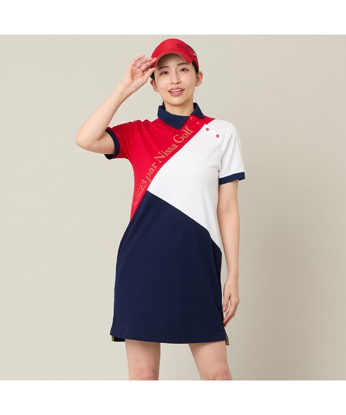【Women's】【吸水速乾】マリーンフラッグポロワンピース