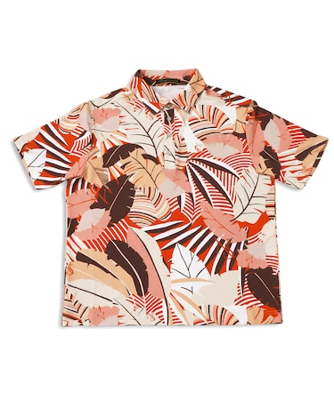 【Men's】ボタニカルプリントポロシャツ