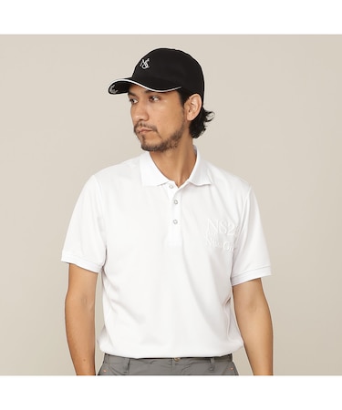 【Men's／吸水速乾／UVカット／接触冷感】立体ロゴ半袖ポロシャツ