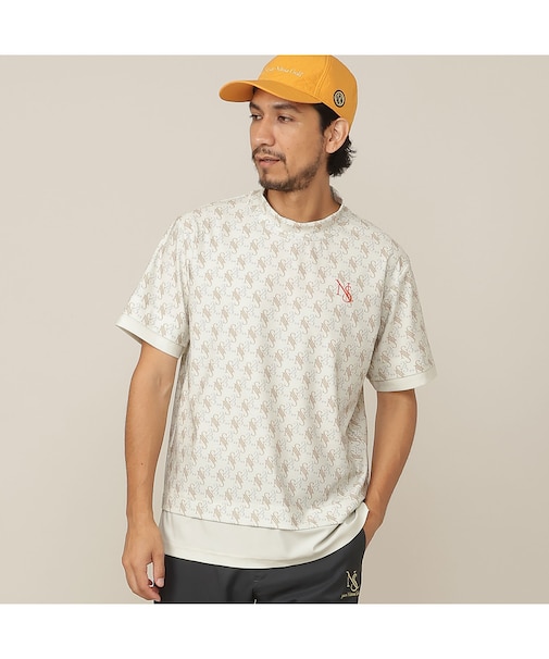 【Men's】モノグラムプリント半袖モックネック