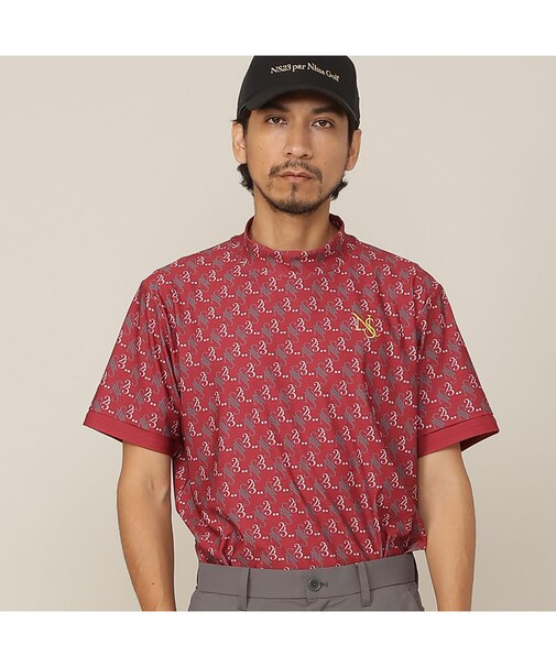 【Men's】モノグラムプリント半袖モックネック