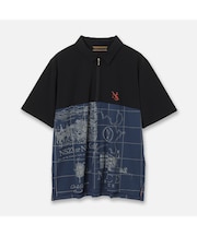 【Men's/透湿性/防シワ性】地図プリントジャージーシャツ