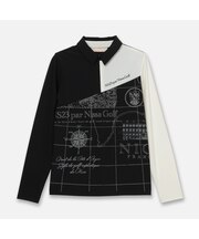 【Women's／透湿性／防シワ性】地図プリントジャージーシャツ