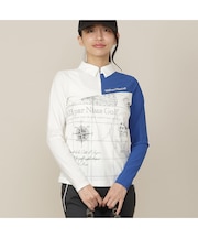 【Women's／透湿性／防シワ性】地図プリントジャージーシャツ