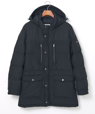 フード付き 切り替え ダウンコート