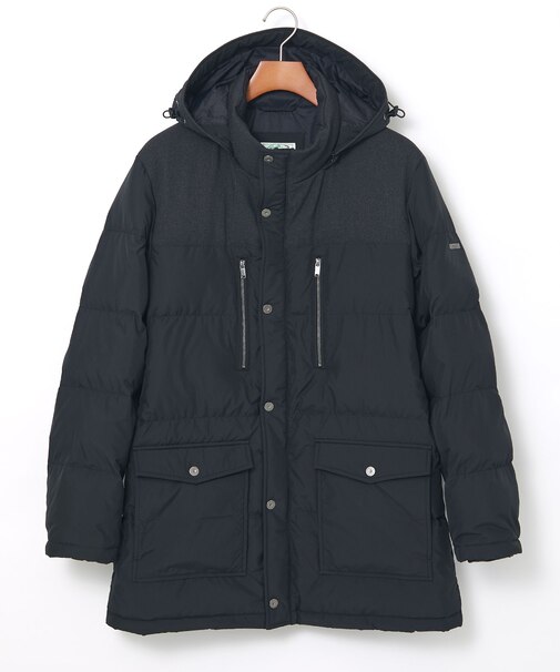 フード付き 切り替え ダウンコート