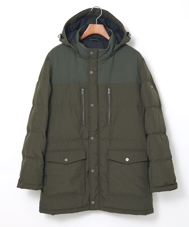 フード付き 切り替え ダウンコート