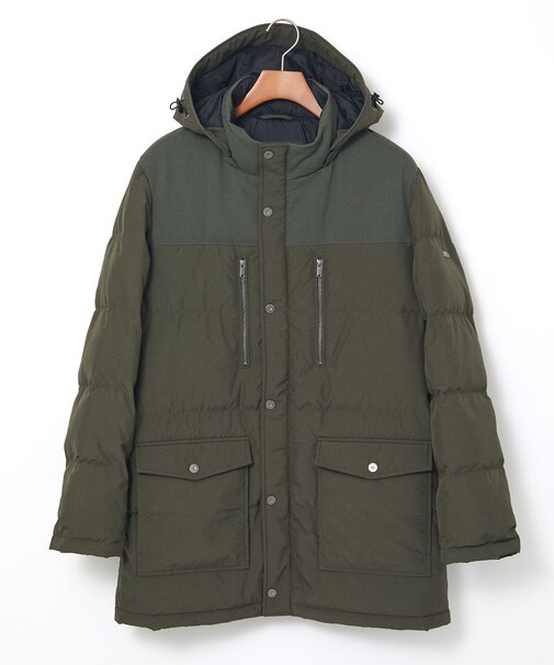 フード付き 切り替え ダウンコート