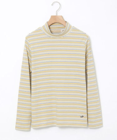 マルチボーダー スムース ハイネックカットソー