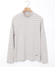 マルチボーダー スムース ハイネックカットソー