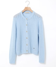 ウールブレンド ケーブル ニットカーディガン【手洗いOK】