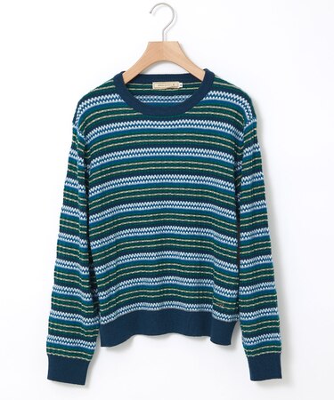 ウールブレンド マルチカラーボーダー ニット【手洗いOK】