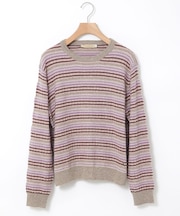 ウールブレンド マルチカラーボーダー ニット【手洗いOK】