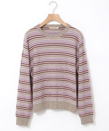 ウールブレンド マルチカラーボーダー ニット【手洗いOK】